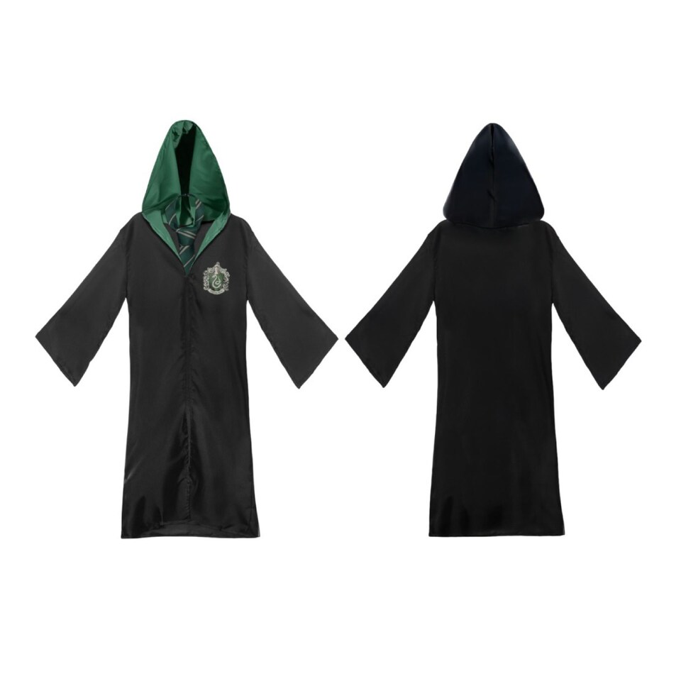 image 1 of Harry Potter Costume - Slytherin Cloak, Tie, Tattoos, Glasses & Wand | Multi | S