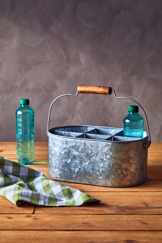 image 1 of Drummond 6 Compartment Oval Galvanised Steel Caddy