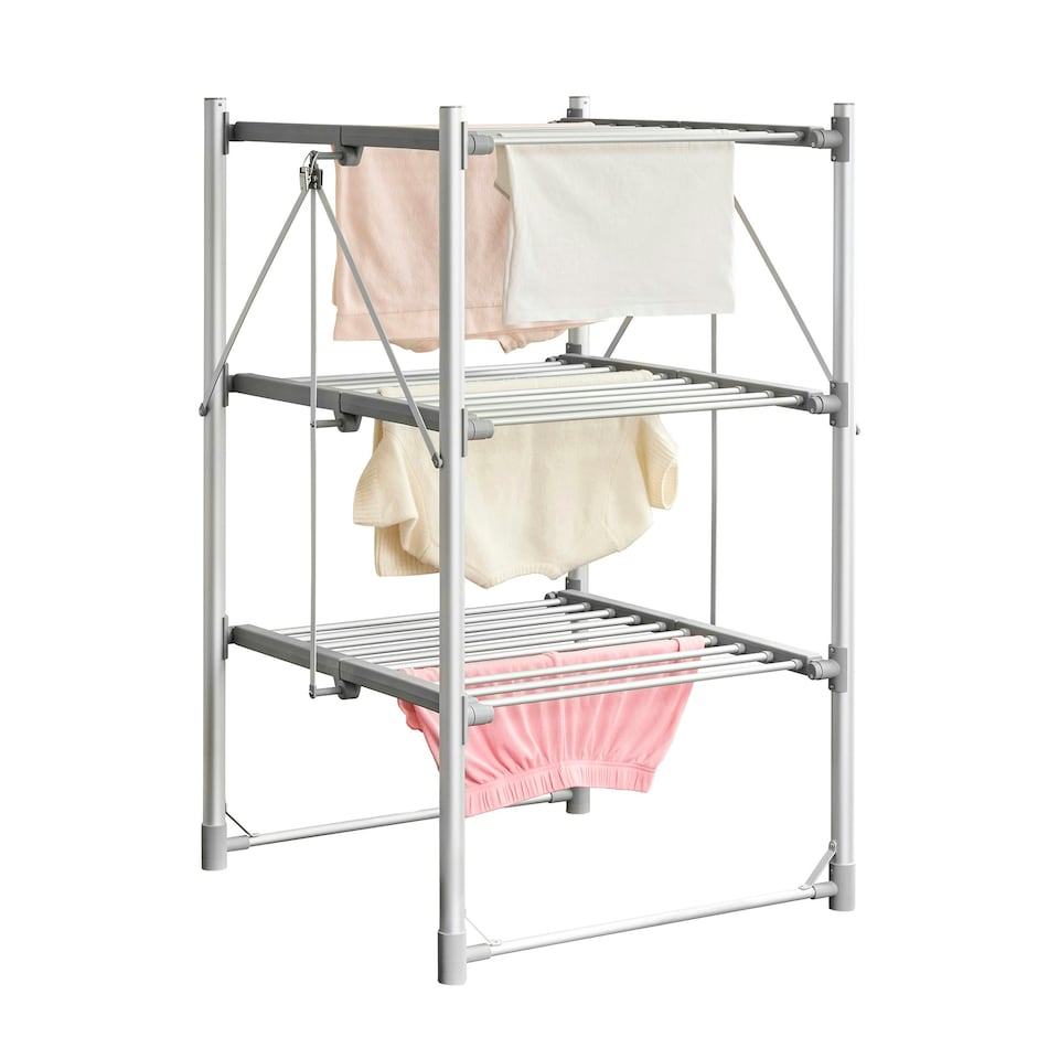 image 1 of Zennox 3 Tier Folding Heated Clothes Dryer with Cover | Energy Saving Clothing Laundry Airer with 30 Bars | Holds Up To 30kg
