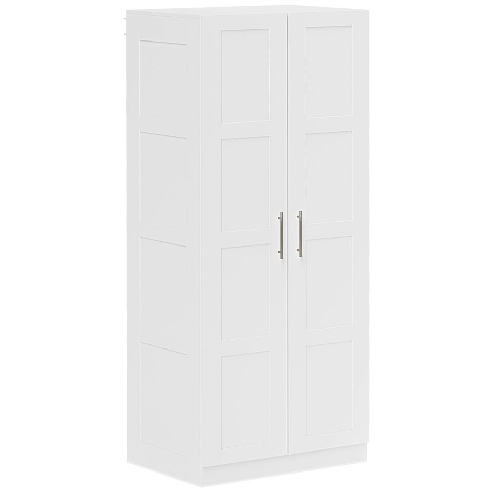 image 1 of HOMCOM Wardrobe for Bedroom, Double Wardrobe with Hanging Rail, White