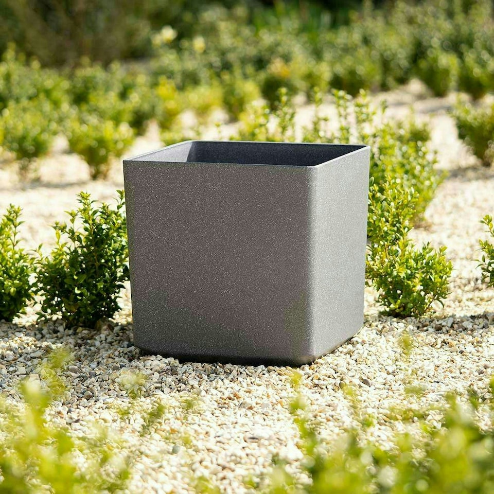 image 1 of Primrose Garden Cube Square Flower Pot Recycled Planter Grey 43 x 43 x 43 cm