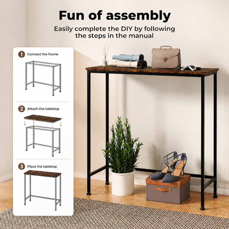 image 1 of Narrow Console Table Slim Entryway Hallway Sofa Table Display Shelf Industrial