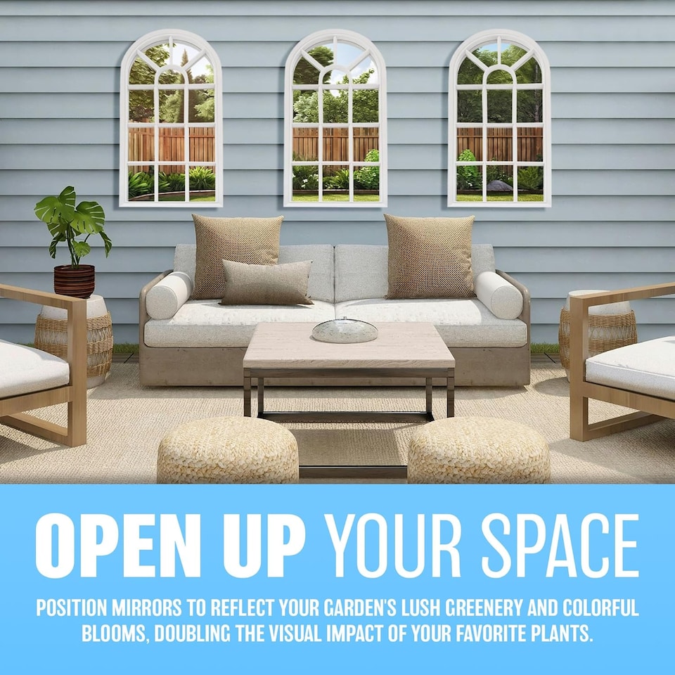 image 1 of Window Style Mirror Living Room Decor Hallway Home Panel Wall Glass 70cm Garden