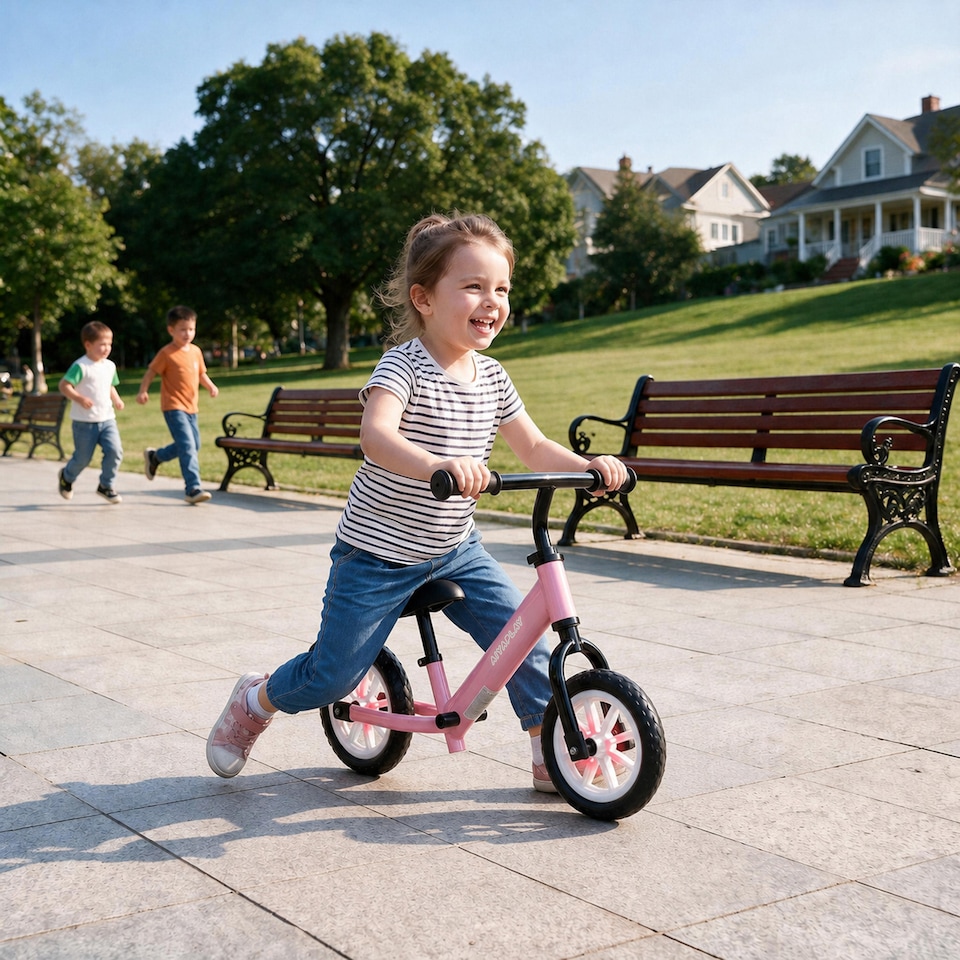 image 1 of AIYAPLAY 11.2" Balance Bike with Lighting Wheels for 2-5 Years, Pink