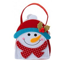 Snowman with Holly Christmas Felt Treat Bag