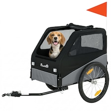 PawHut Dog Bike Trailer for Small & Medium Pets with 20" Rubber Wheels, Grey