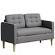 image 1 of HOMCOM Modern 2 Seater Sofa with Hidden Storage, 117cm Tufted Cotton Couch with Wood Legs, Compact Loveseat for Living Room, Kitchen, Grey