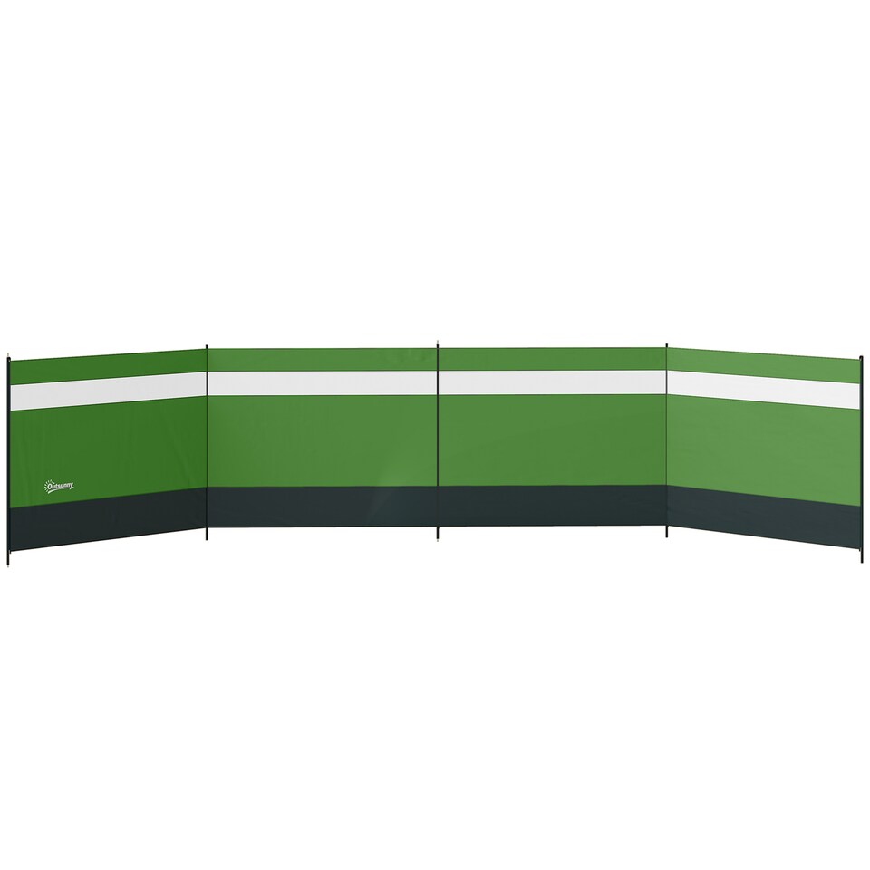 image 1 of Outsunny Camping Windbreaks with Clear Windows, 725 x 140cm | Green | Army Green | 725 x 140 cm