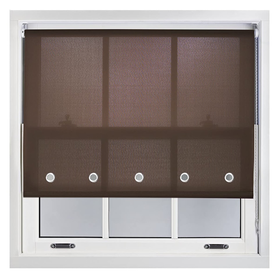 image 1 of FURNISHED Roller Blinds Daylight Round Eyelet Light Filtering Easy Fit Trimmable Window Blind | Brown | Mocha | (W) 170cm x (L) 165cm