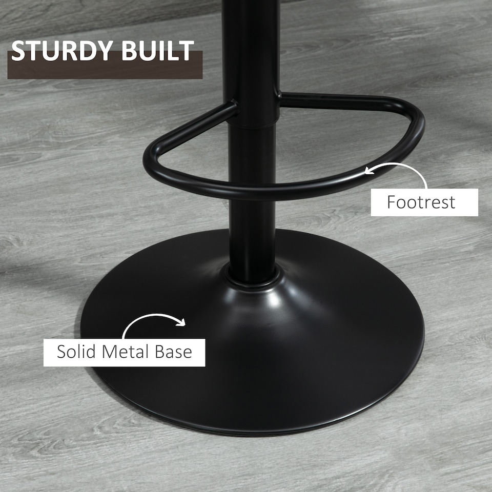 image 1 of HOMCOM Modern Bar Stools Set of 2, Height Adjustable Swivel Bar Chairs with Backrest, Gas Lift and Footrest, Leathaire Barstools for Breakfast Counter, Kitchen Island, Brown