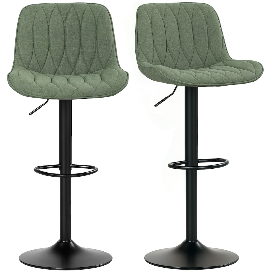 image 1 of HOMCOM Bar Stools Set of 2, Modern Armless Bar Chairs Green