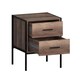 image 4 of FWStyle Loft Industrial 2 Drawer Bedside Table Wood Effect Black Metal Frame