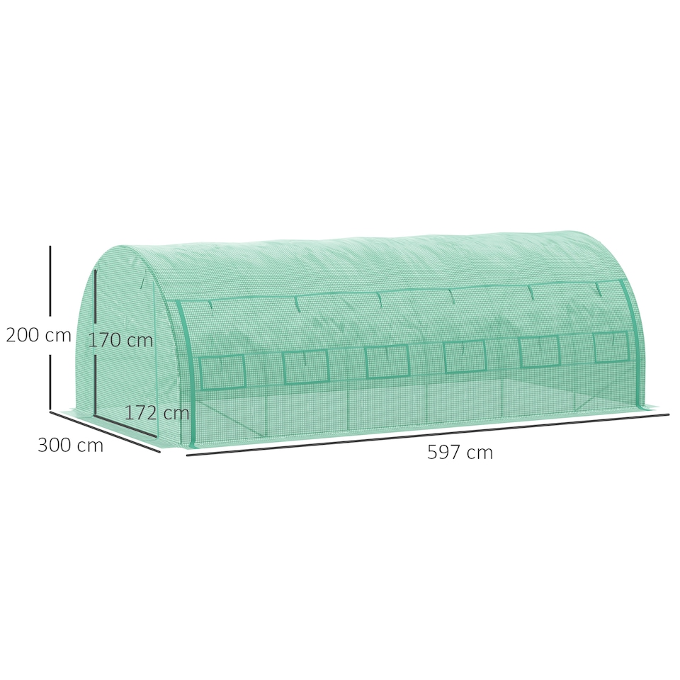 image 1 of Outsunny 6 x 3 x 2 m Polytunnel Greenhouse Pollytunnel Tent Steel Frame Green