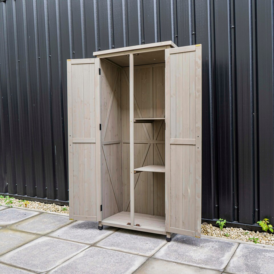 image 1 of Tall Garden Wooden Storage Shed Grey