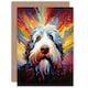 image 1 of Old English Pet Portrait Colourful Sheep Dog Lover Card