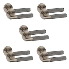Golden Grace 5 Pairs Straight T-Bar Knurled Door Handles in Antique Brass Finish Bronze