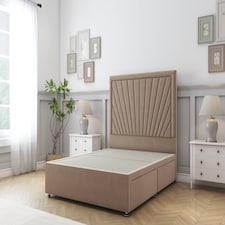 Sloomy Somerset Mink Plush Divan Bed Base 4 Drawers With 54 Inch Floor Standing Headboard | Brown | Mink | Super King | 1