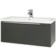 image 1 of 800mm Bathroom Matt Dark Grey Wall Mounted Vanity Unit and Basin (Central) - Brassware Not Included Grey