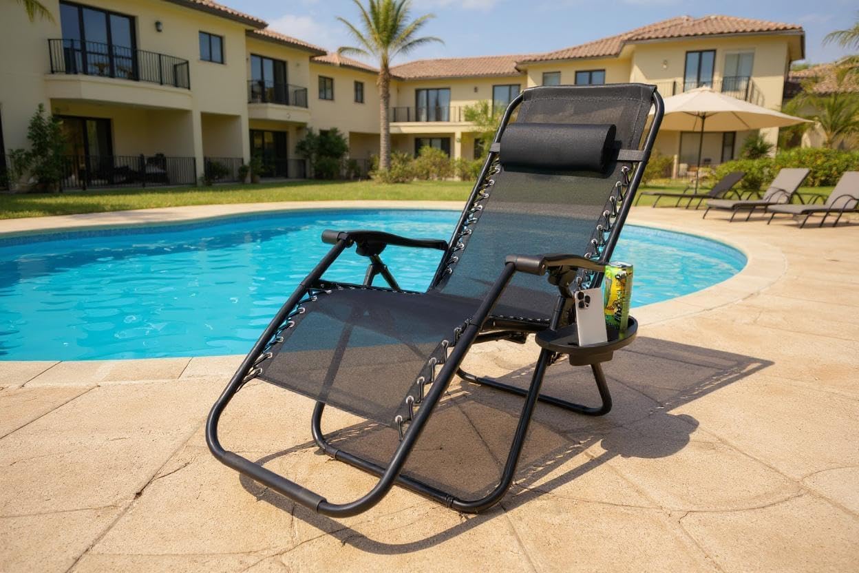 Gravity Chair Heavy Duty Textoline Outdoor & Garden Sunloungers Folding Reclining Patio Chair Recliners ,1pc