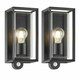 image 1 of Set of 2 Brandon - Black Motion Sensor Outdoor Wall Lights Black | Clear