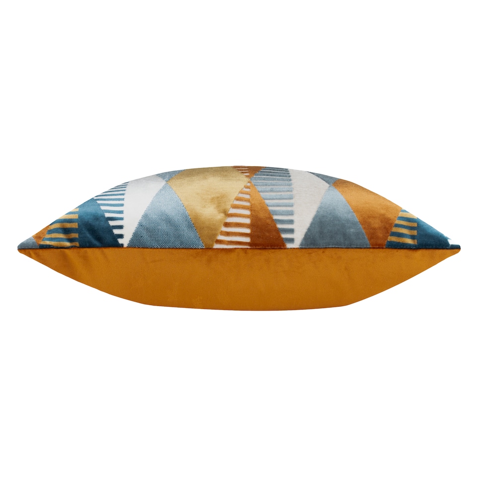 image 1 of Furn Metro Harlequin Velvet Cushion | Orange | Ginger