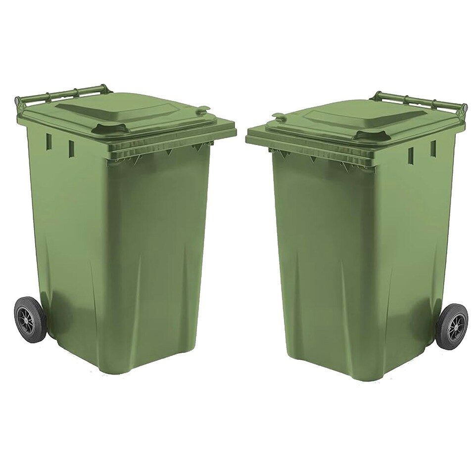 image 1 of Large 240 Litre Green Coloured Outdoor Council Wheelie Bins Complete With Lid And Wheels | Green