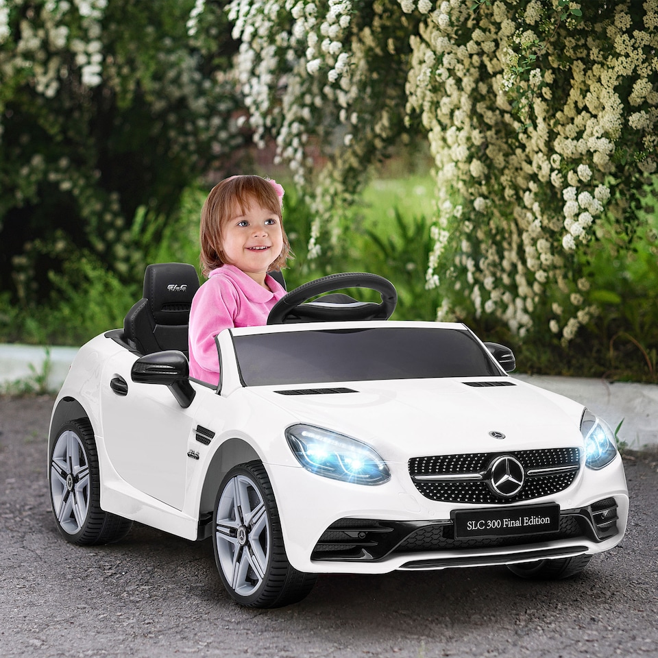 image 1 of AIYAPLAY Benz SLC 300 Licensed 12V Electric Car for Kids, Kids' Electric Ride on with Parental Remote, Music Lights, Suspension Wheels for 3-6 Years, White