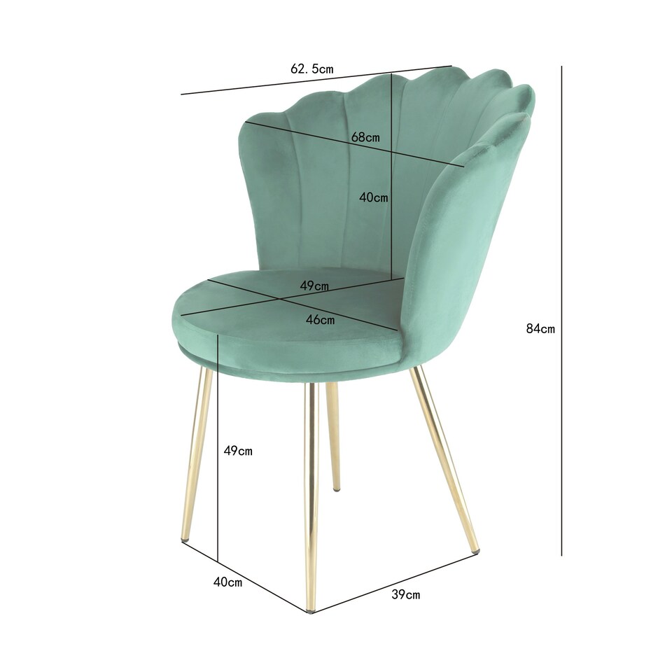 image 1 of FREYA Petal Chair Velvet Upholstered Fabric - Green Green