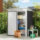 image 2 of Outsunny Steel Garden Shed, Small Lean-to Shed for Bike, 5x3 ft, Dark Grey