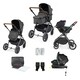 image 1 of Cosmo Travel System & Stratus (Graphite Grey) - Birth to 22kg (Approx. 4 Years). Convertible Seat, UPF 50+ Hood, Footwarmer, Apron, Raincover, Changing Bag