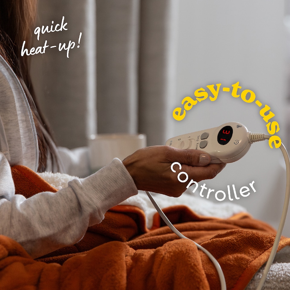 image 1 of Russell Hobbs RHHT1003OR Electric Blanket Orange Heated Throw Sherpa