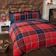 image 2 of Argyle Design Tartan Polyester Duvet Set With Pillowcase | Red | Double | 1