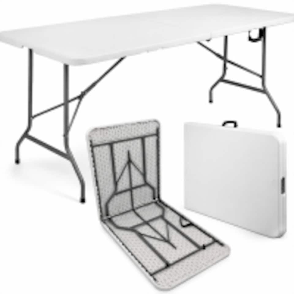 image 1 of 6ft Folding Table Heavy Duty Trestle Camping Table & Outdoor