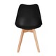 image 4 of Set of 2 Scandinavian Dining Chairs with Leather Cushions Solid Wood Legs Black
