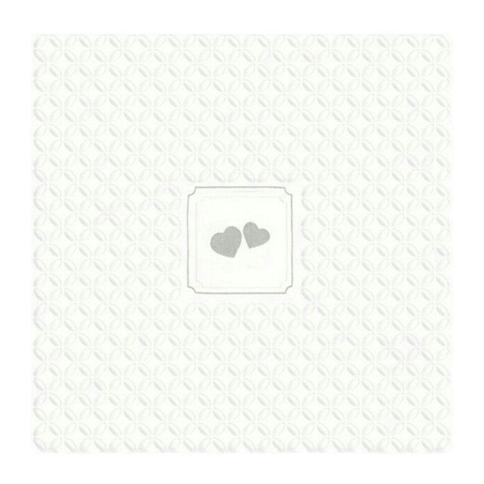 IHR Lunch Napkins Giorno Festivo Hearts Silver 33cm 3ply 20 Pack