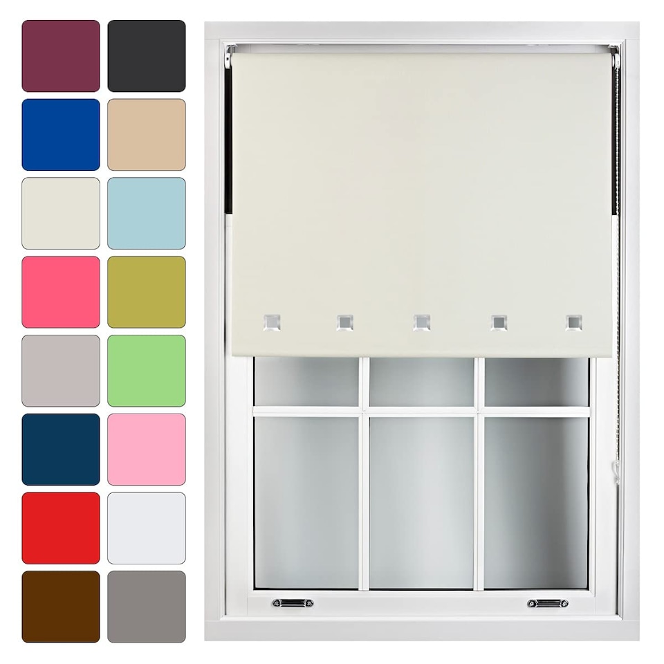 image 1 of Cut to Size Blackout Roller Blind with Square Eyelets | Custom Fit Window Blind by Furnished