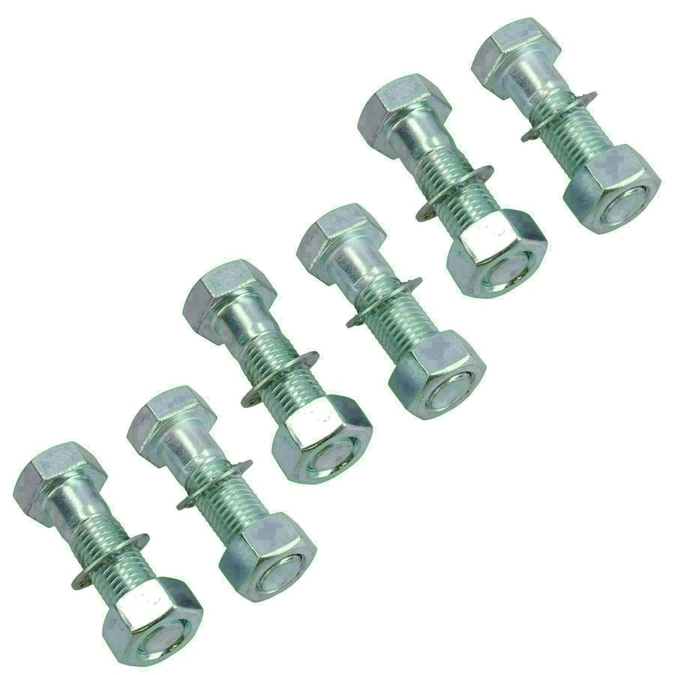 image 1 of M16 (16mm) x 55mm High Tensile Tow Bar Ball Fixing Bolts Washers + Nuts 6 Pack