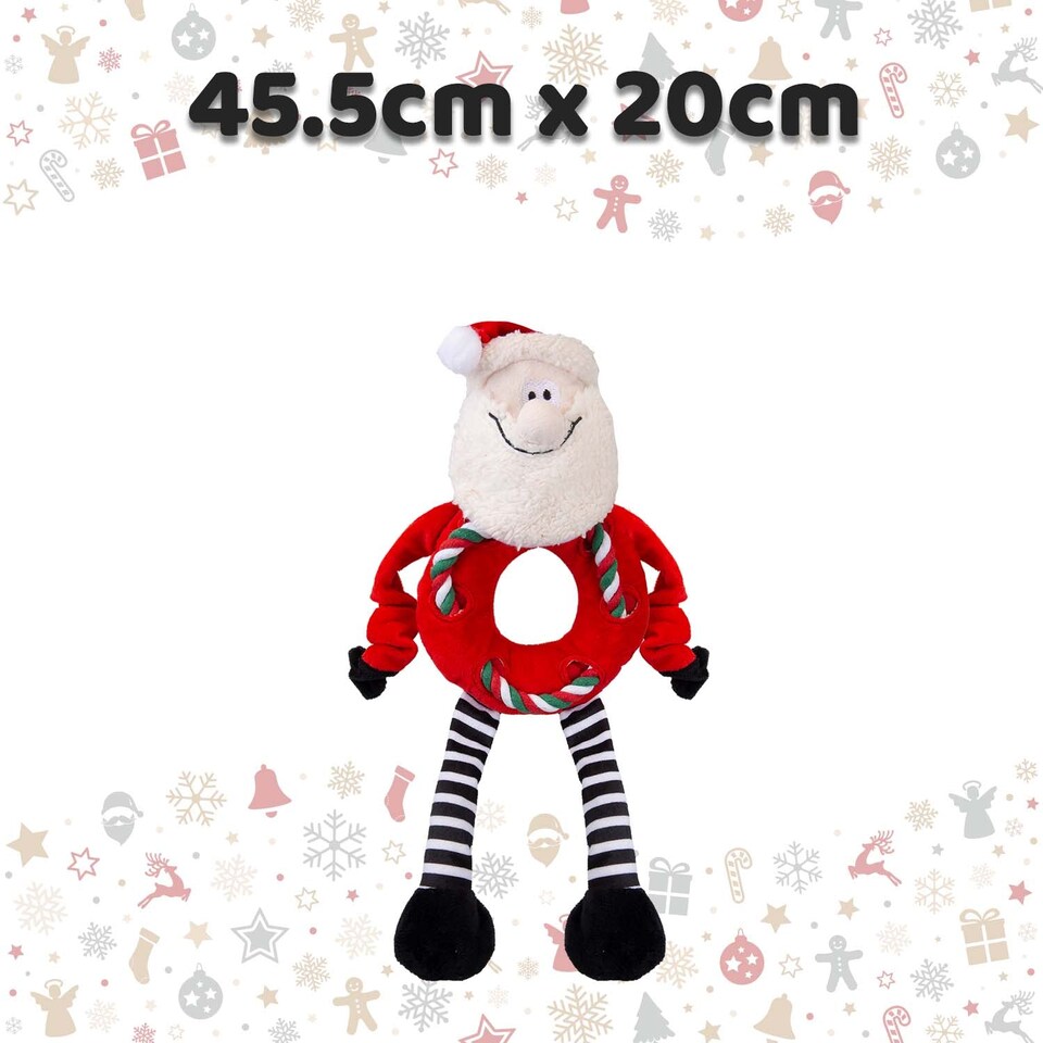 image 1 of vfm-estore Christmas Santa Pet Toy 45.5cm x 20cm Red - Festive Indoor Xmas Ornament