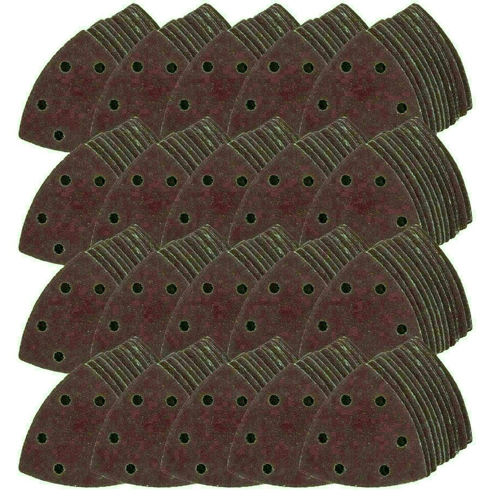 image 1 of 90mm Triangular Sanding Abrasive Discs Pads Hook Loop Backing 40 Grit 1000pk