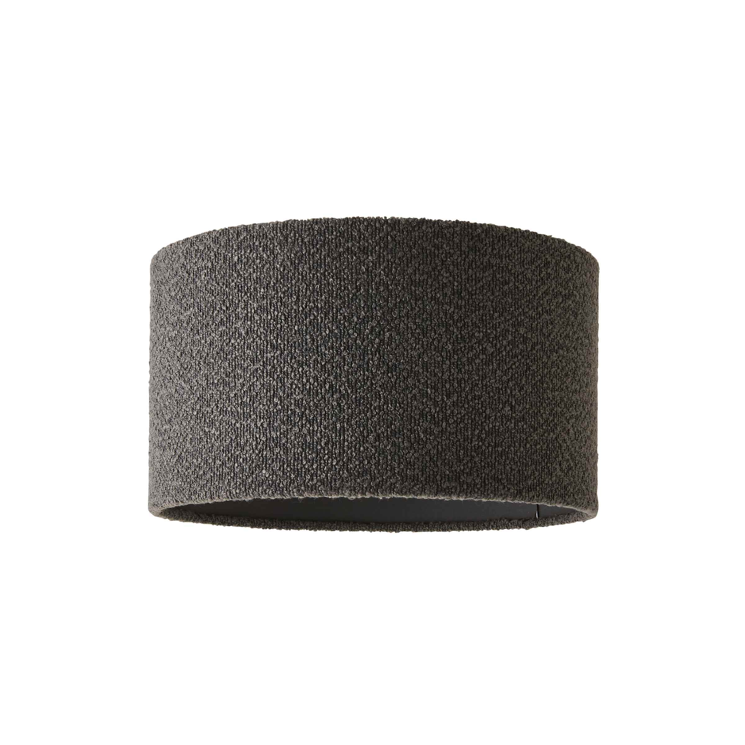 ValueLights Reni Charcoal Grey Boucle Easy Fit Drum Ceiling Lamp Shade | Size: Medium