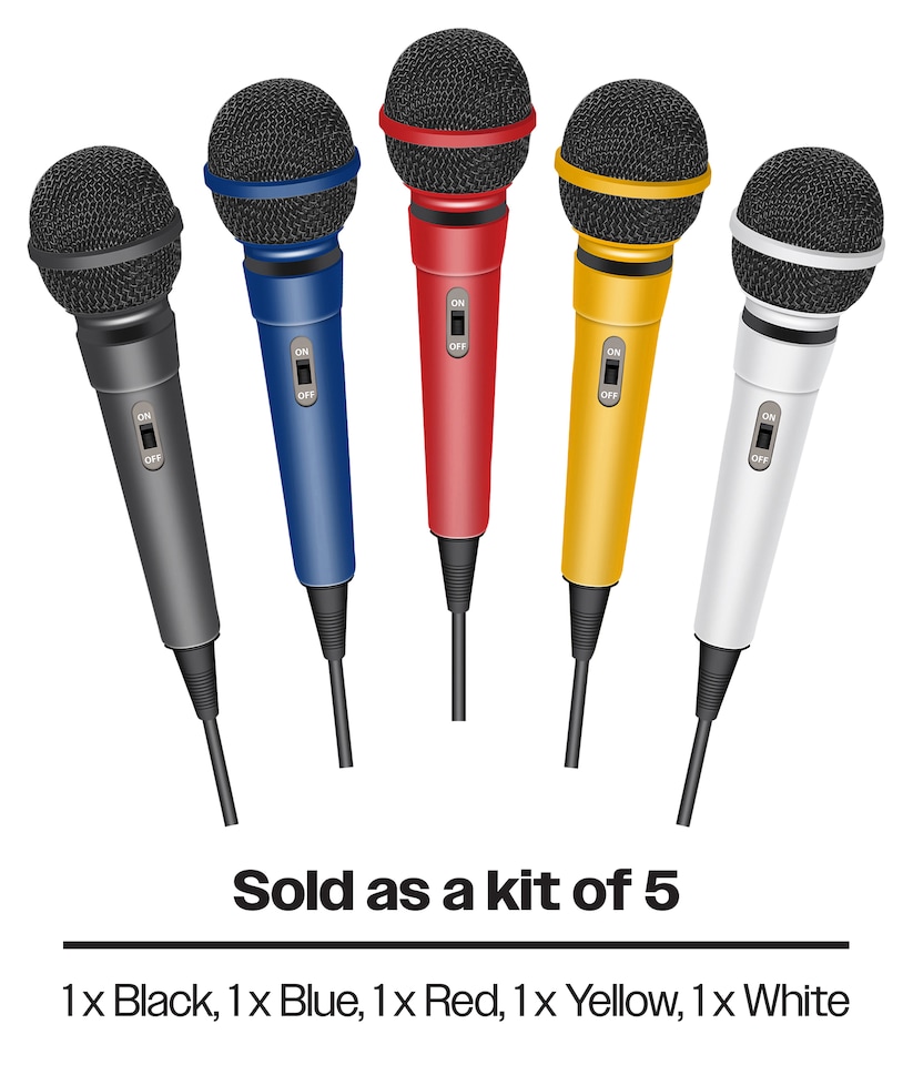 image 1 of Soundlab Dynamic Karaoke Microphone With Fixed 3m 6.35mm Jack Lead Pack of 5