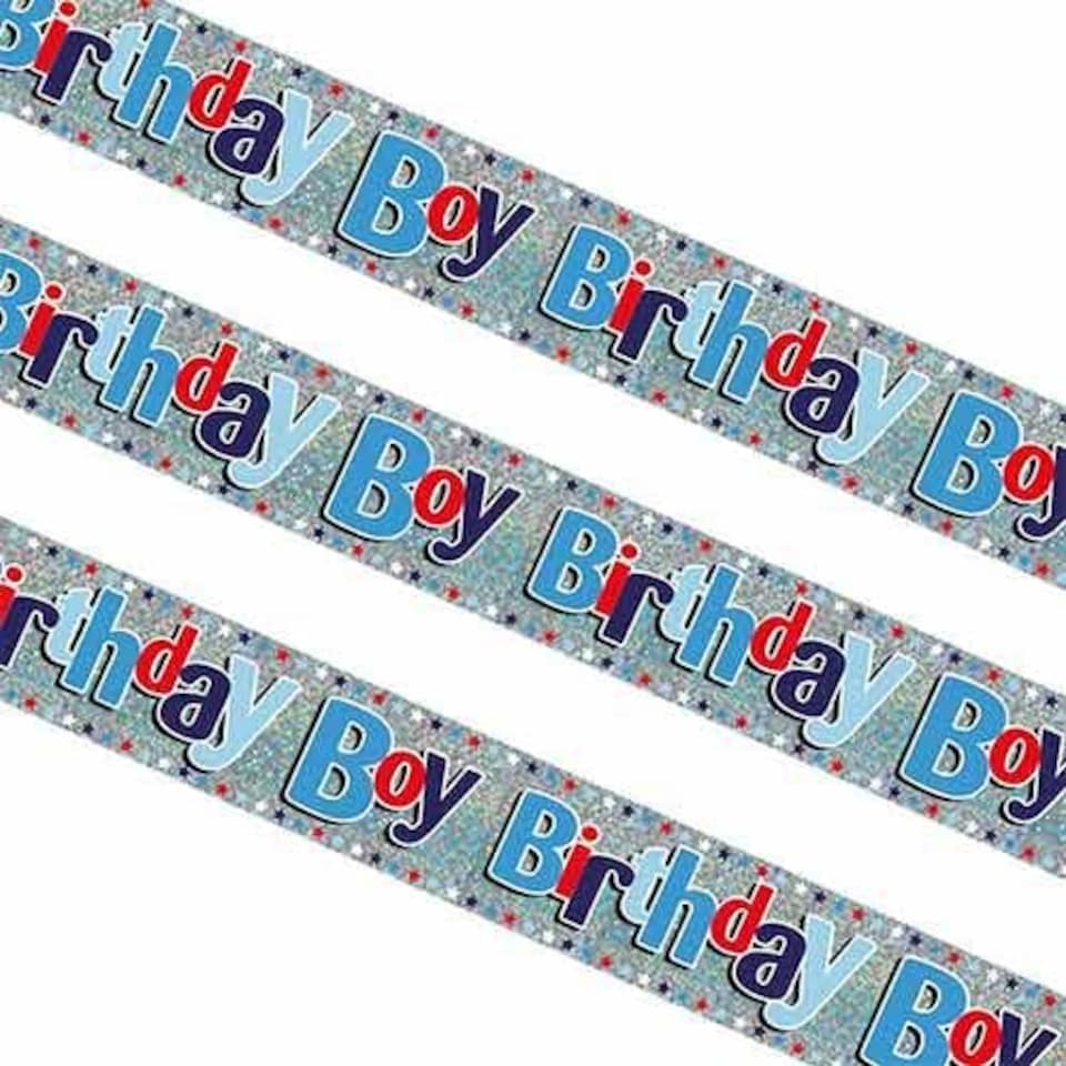 image 1 of Birthday Boy Holographic Foil Banner 260cm Multi