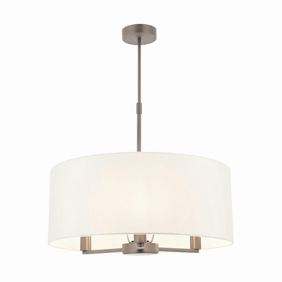 image 1 of Daley 3 Light Multi Arm Ceiling Pendant Matt Nickel, Vintage White Silk Effect, E14