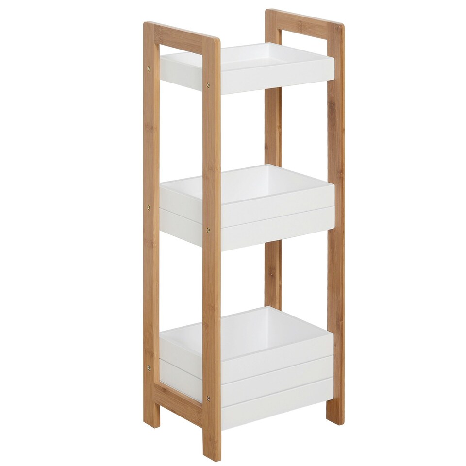 image 1 of HOMCOM 3-Tier Bathroom Rack Organizer Storage Shelf Rack Free Standing Bamboo