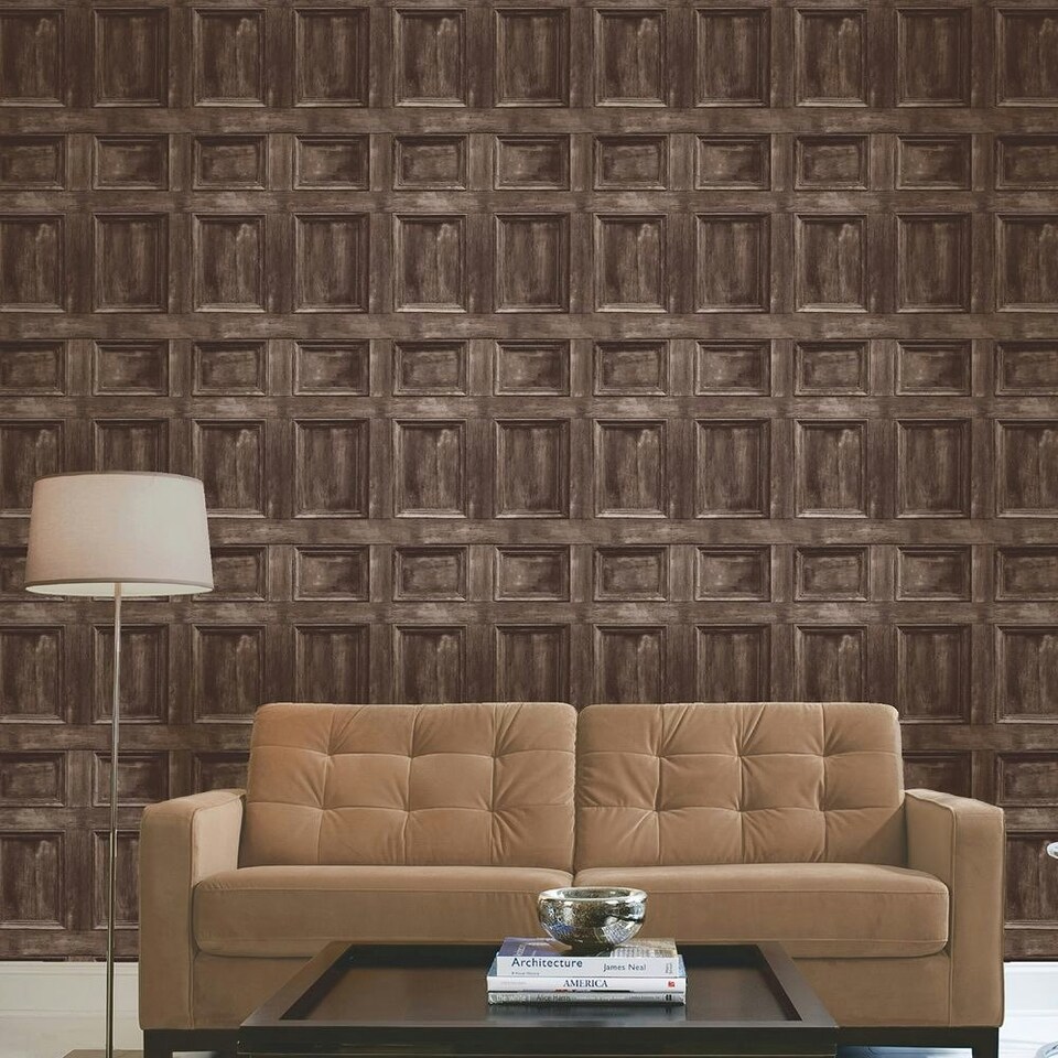 image 1 of Fine Decor Distinctive Wood Panel Wallpaper - Brown - 10m x 52cm Brown