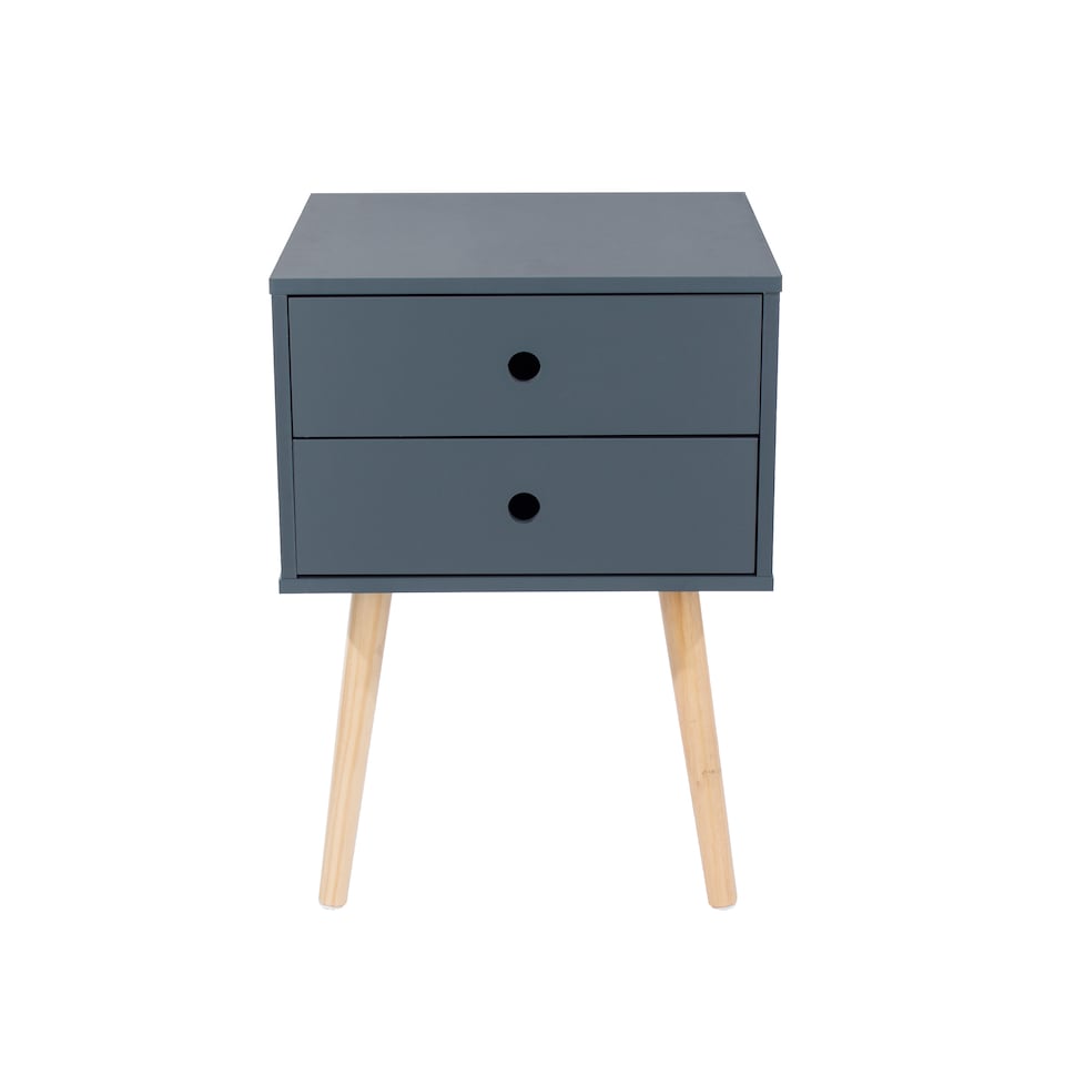 image 1 of Options Scandia 2 Drawer Nightstand - Stylish Two Tone Bedside Table for Small Spaces | Blue | Blue | One Size | 1