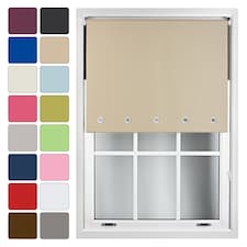 FURNISHED Blackout Roller Blinds with Round Eyelets Cut to Size Easy Fit Window Shade | Brown | Cappuccino | (W) 120cm x (L) 210cm