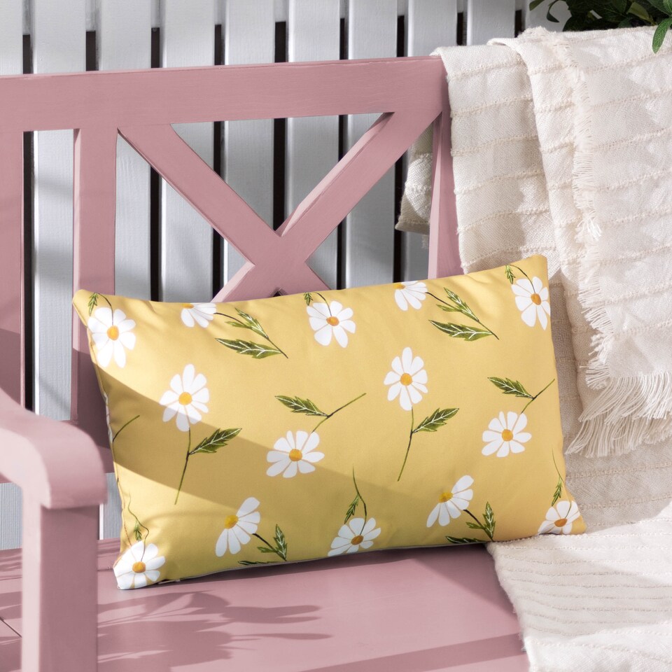 image 1 of Wylder Daisies Floral Reversible Outdoor Cushion