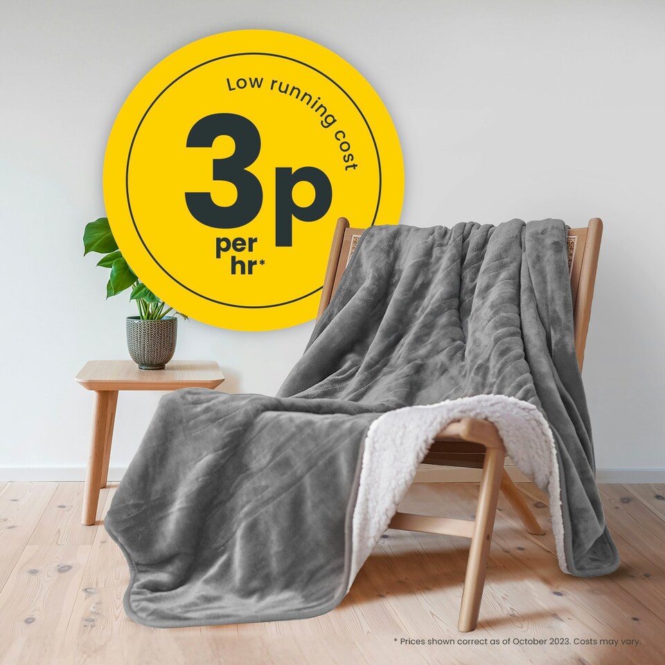 image 1 of Fleece & Sherpa Electric Heated Throw - Grey