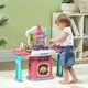 image 2 of AIYAPLAY Toy Kitchen, 45-Piece Kids Kitchen with Rotating Side Tables, Toddler Pretend Role Play set with Light, Sounds, Spray Effect for Ages 3-6 Years, Pink